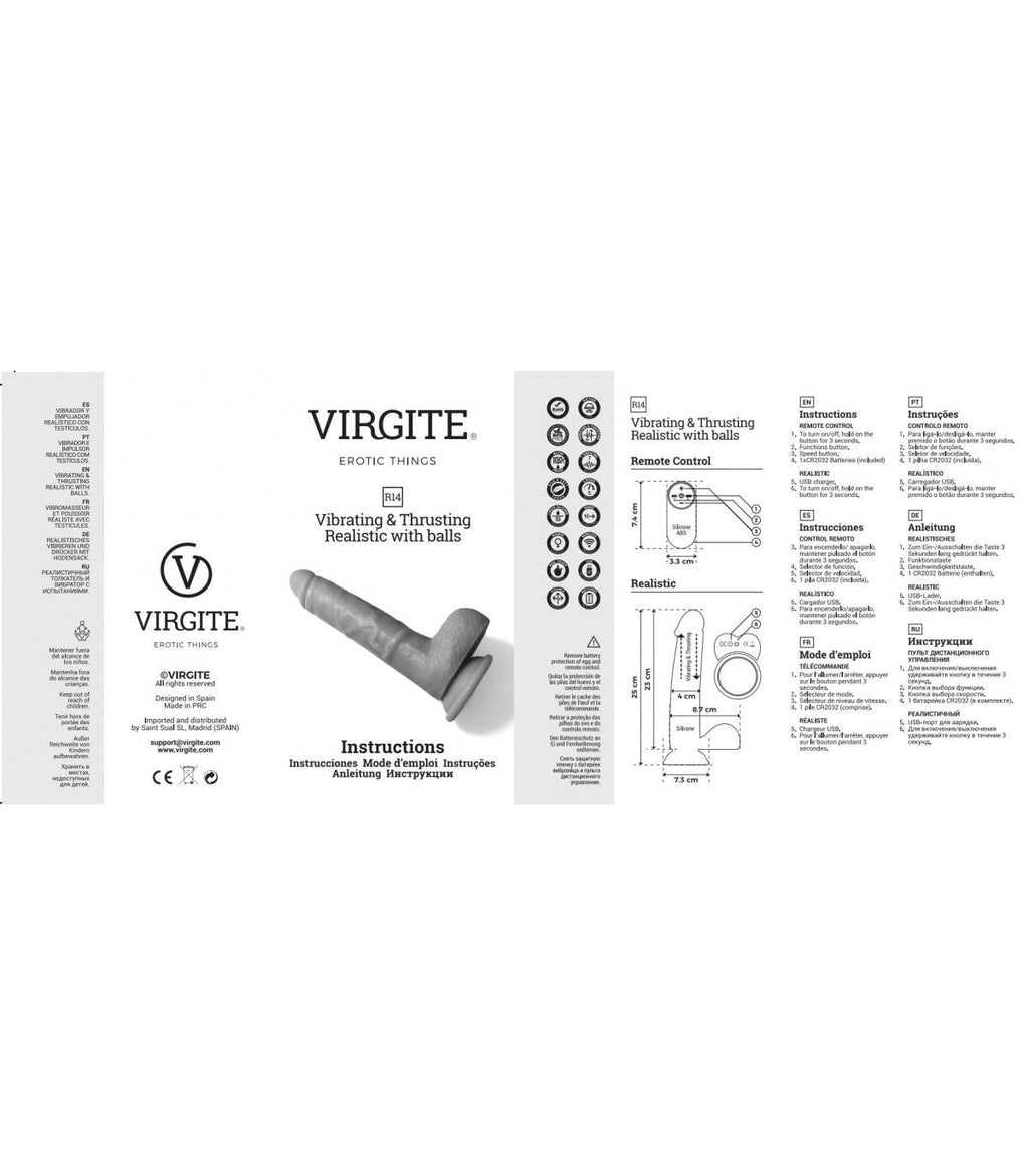VIBRATORE REALISTICO SU E GIÙ R14" 23CM CON TELECOMANDO"