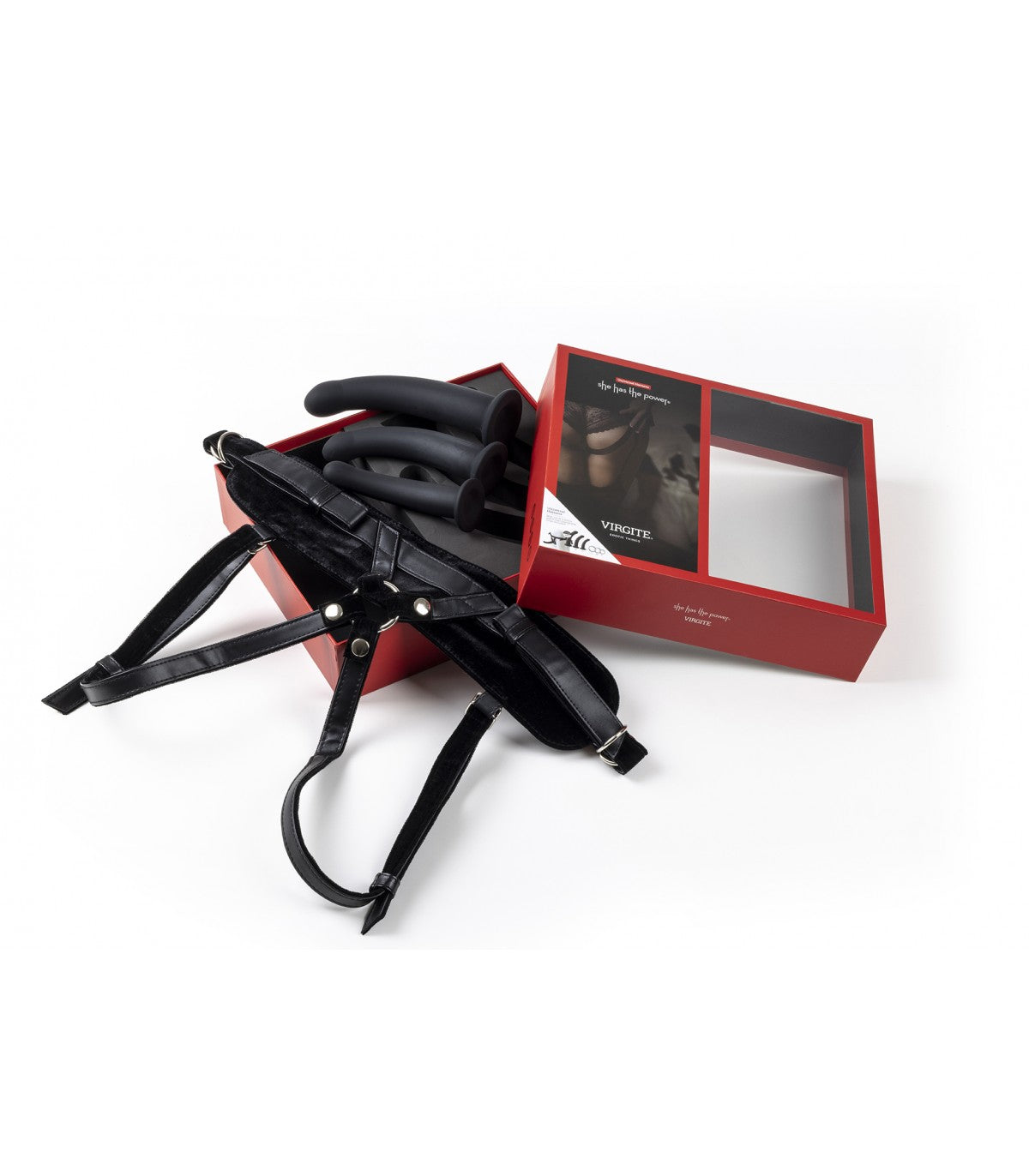 IMBRACATURA CON SET DILDO NERI TAGLIE S / M / L