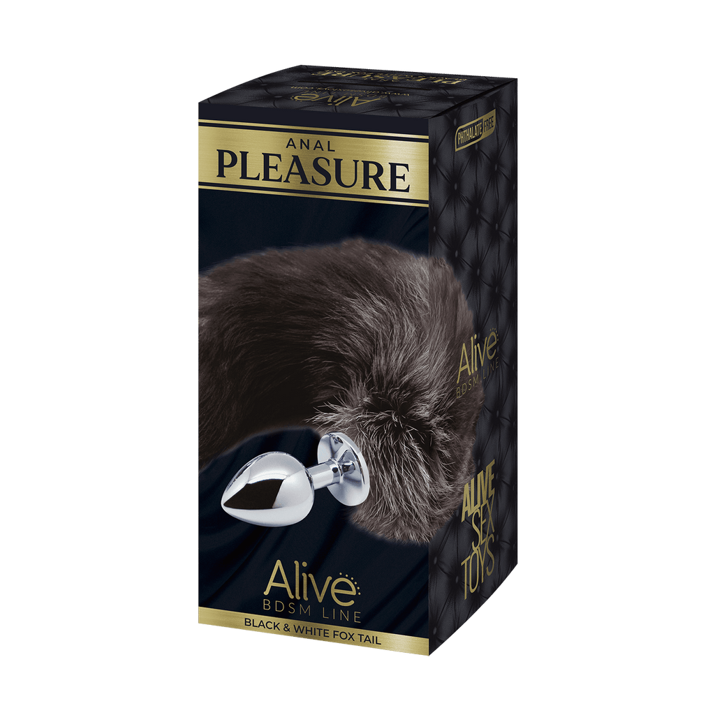 Alive - Plug Anale in Metallo con Coda Volpe Taglia S - Bianca e Nera