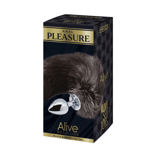 Alive - Plug Anale in Metallo con Coda Volpe Taglia S - Bianca e Nera