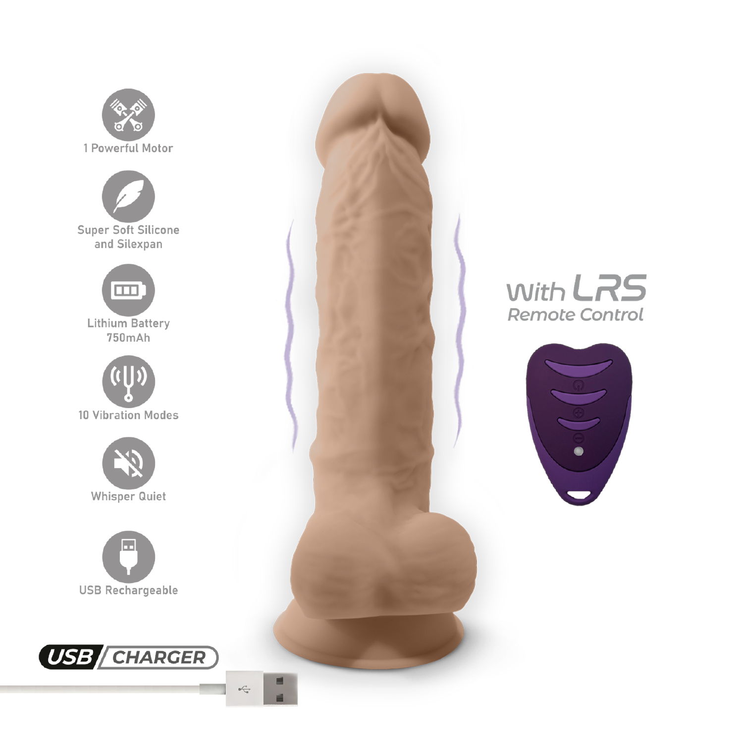 Silexd - Vibratore Premium Silicone Mod.1 8'' + Controllo Remoto - Color Carne