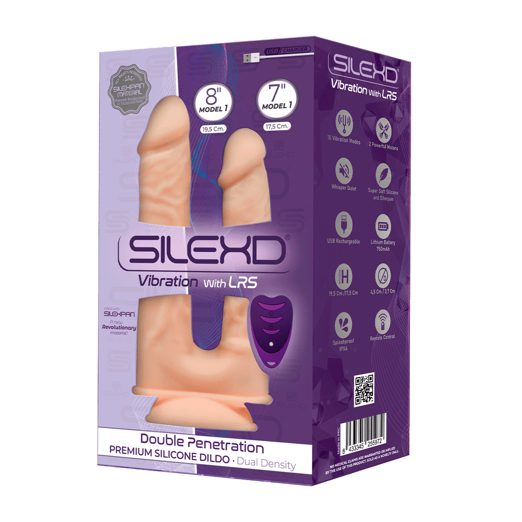 Silexd - Vibratore Premium Doppio Silicone Mod.1 8" e 7'' + Controllo Remoto - Color Carne