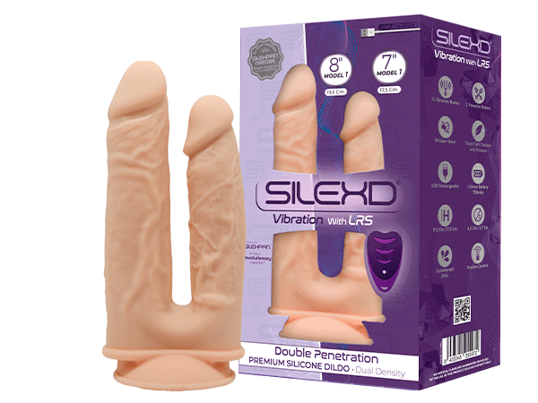 Silexd - Vibratore Premium Doppio Silicone Mod.1 8" e 7'' + Controllo Remoto - Color Carne