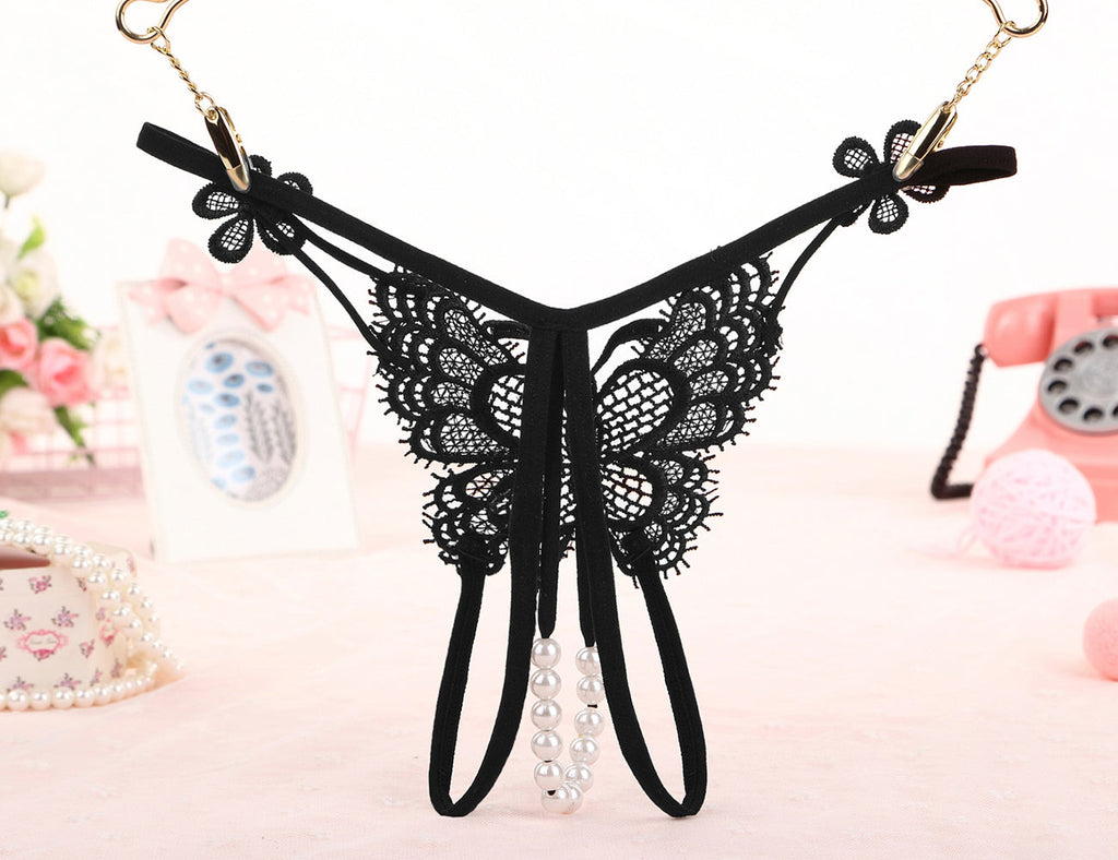 Oh Yeah - Tanga Aperto con Perline e Farfalla e Fiori