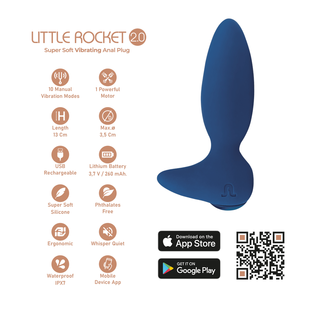 Adrien Lastic - Vibratore Anale + App Little Rocket II - Blu
