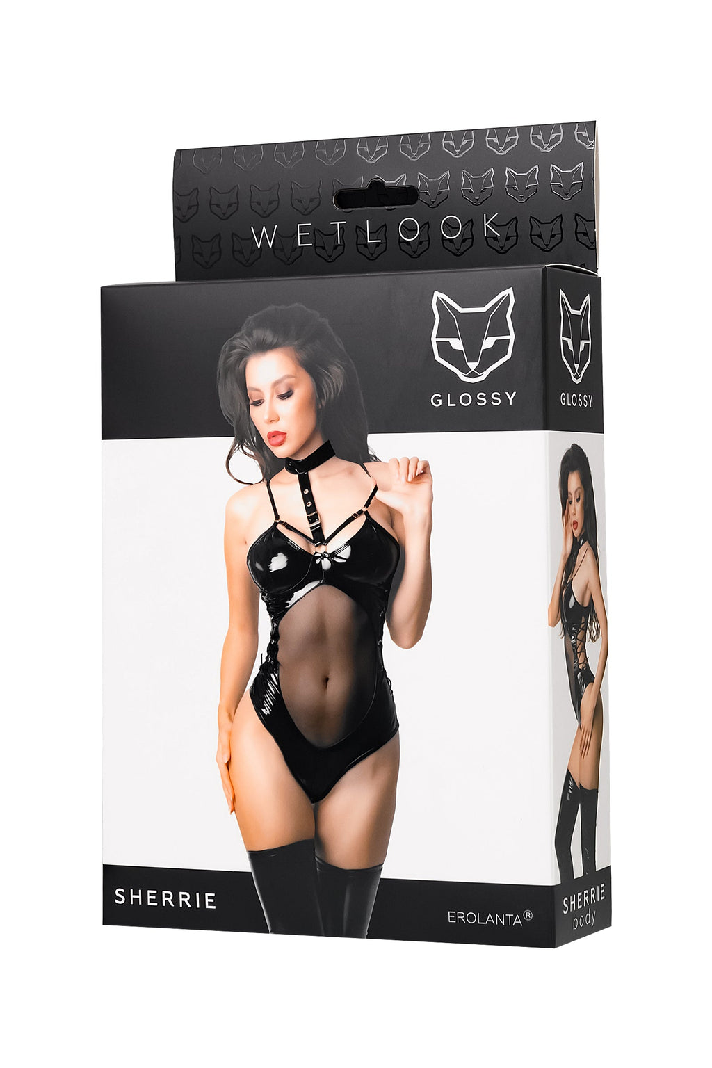 Glossy - Body Eco Pelle con Pancia Velata e Lacci - Sherrie