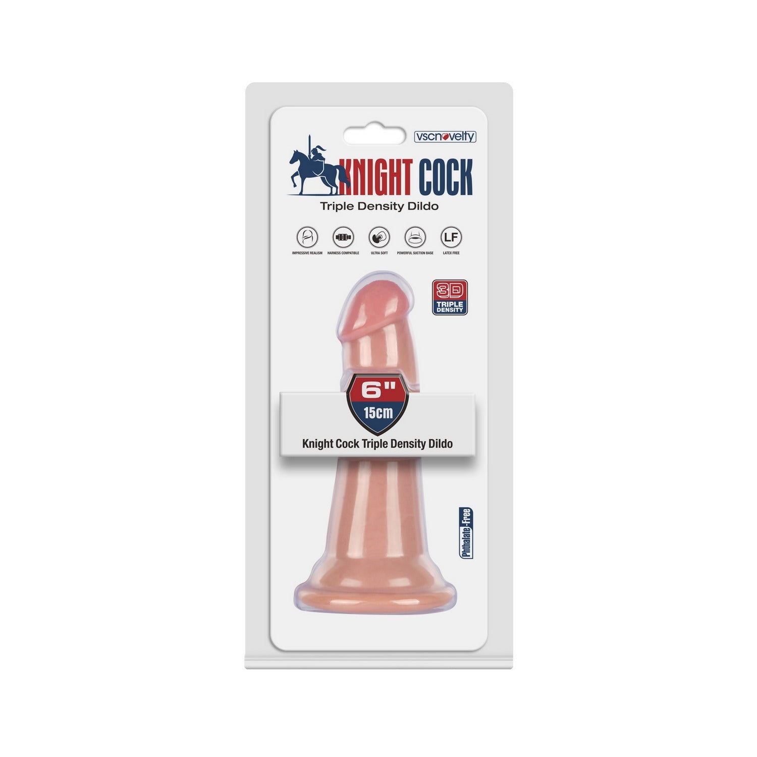 VSC Novelty - Knight Cock 3D Triple Density Dildo - 6"