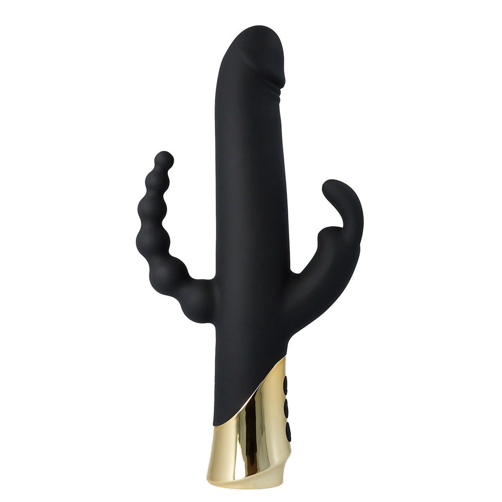 VIBRATORE CONIGLIO RICARICABILE HARLEQUIN CON FORMA DILDO GIREVOLE