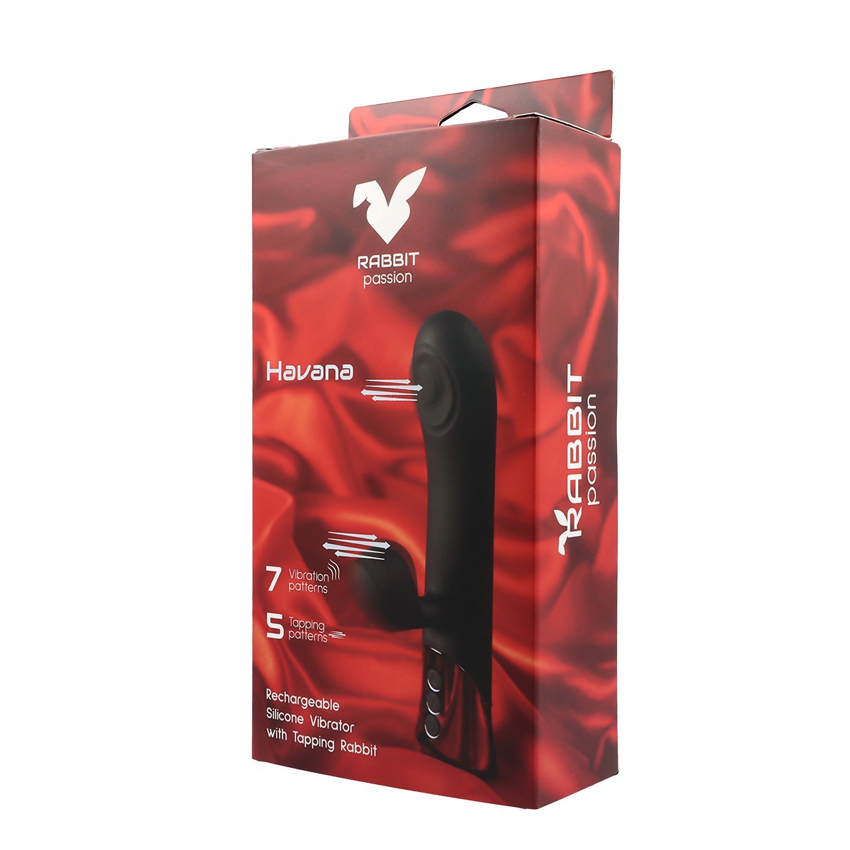 VIBRATORE IN SILICONE RICARICABILE HAVANA CON CONIGLIO E ASTA A BATTERIA