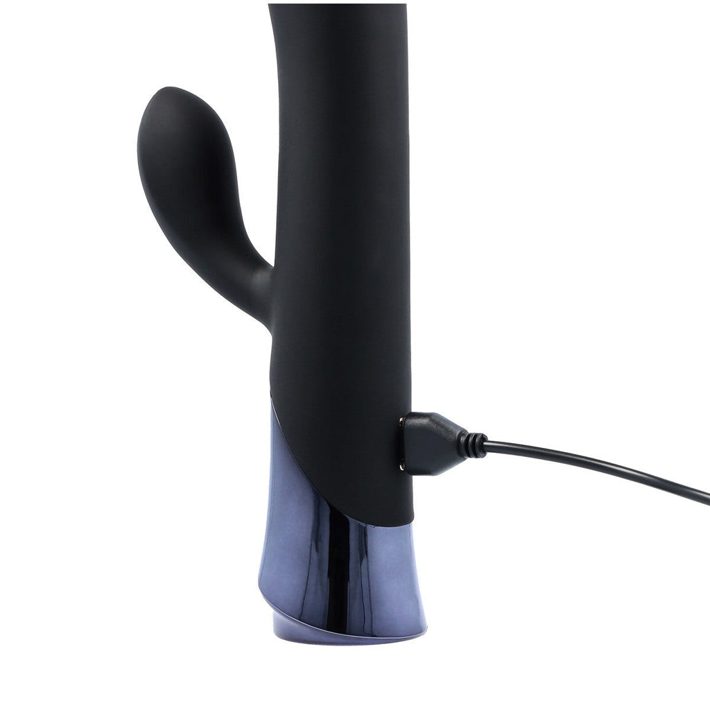 VIBRATORE IN SILICONE RICARICABILE HAVANA CON CONIGLIO E ASTA A BATTERIA