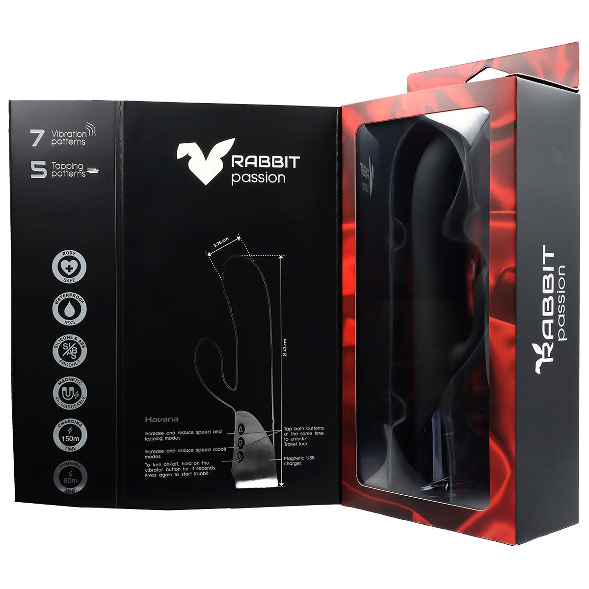 VIBRATORE IN SILICONE RICARICABILE HAVANA CON CONIGLIO E ASTA A BATTERIA