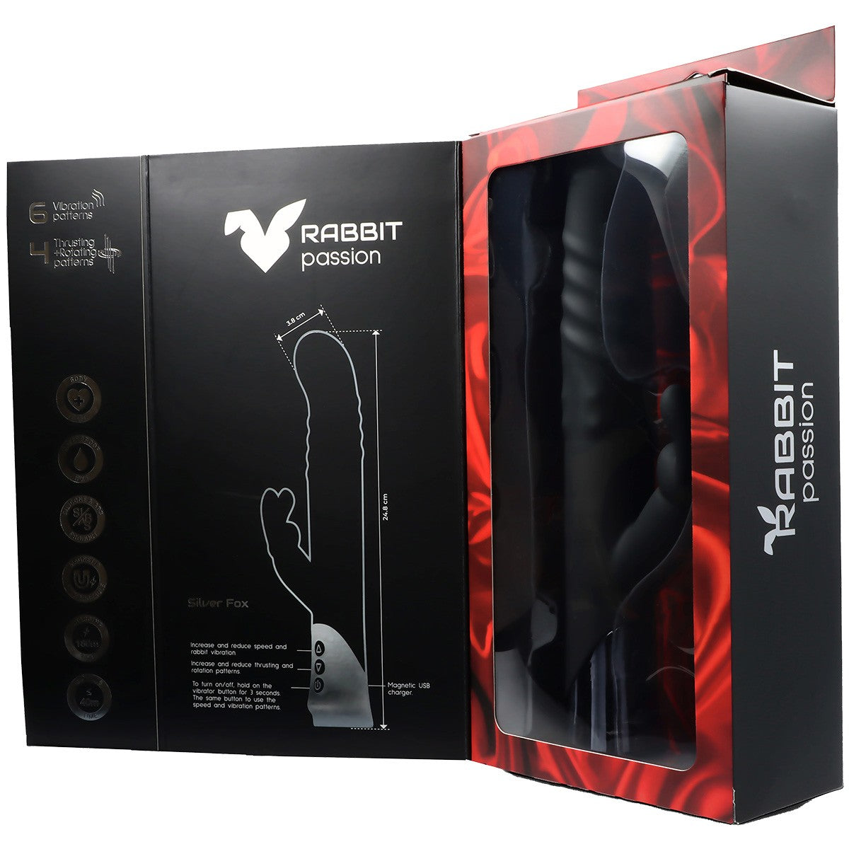 VIBRATORE CONIGLIO RICARICABILE SILVER FOX A SPINTA E ROTAZIONE