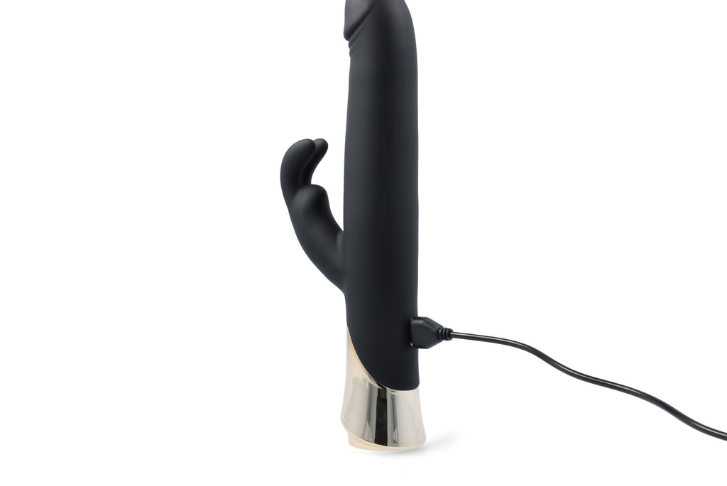 VIBRATORE RICARICABILE A FORMA DI CONIGLIO TEDDY CON DILDO GIREVOLE
