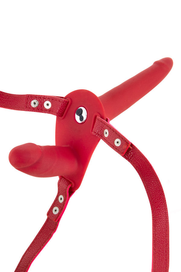 Fetish Tentation - Strap-On Harness Vibrante 15,5 cm - Rosso