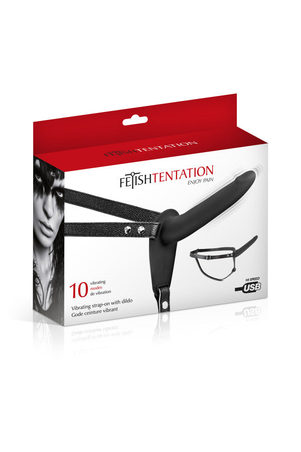 Fetish Tentation - Strap-On Harness Vibrante 15'5 cm - Nero