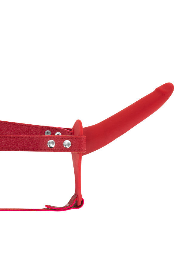 Fetish Tentation - Strap-On Harness Vibrante 15'5 cm - Rosso