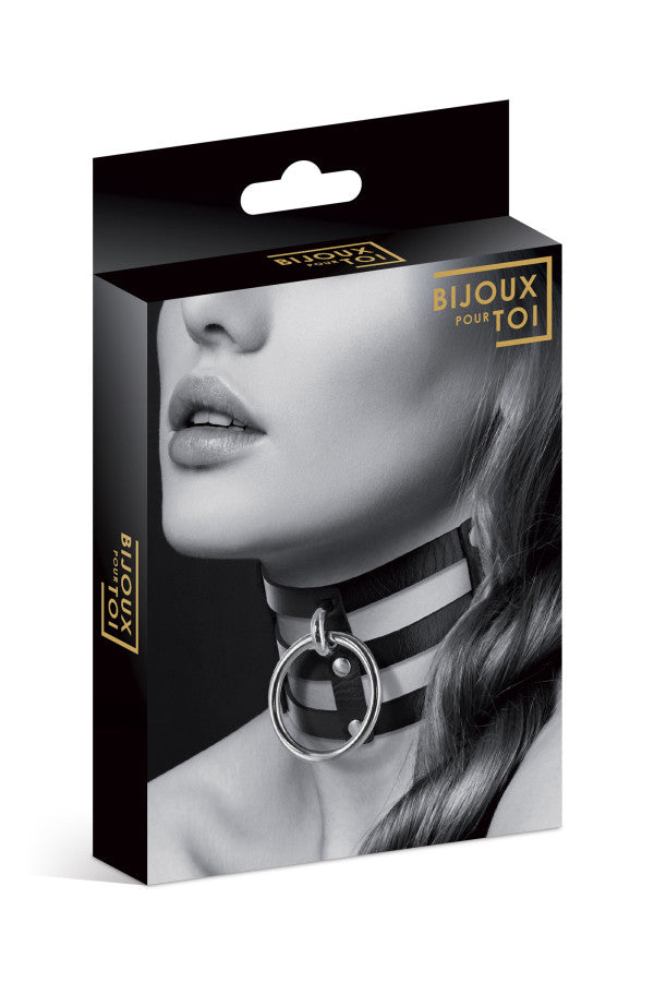 Bijoux Pour Toi - Collare a Fasce con Anello - Nero