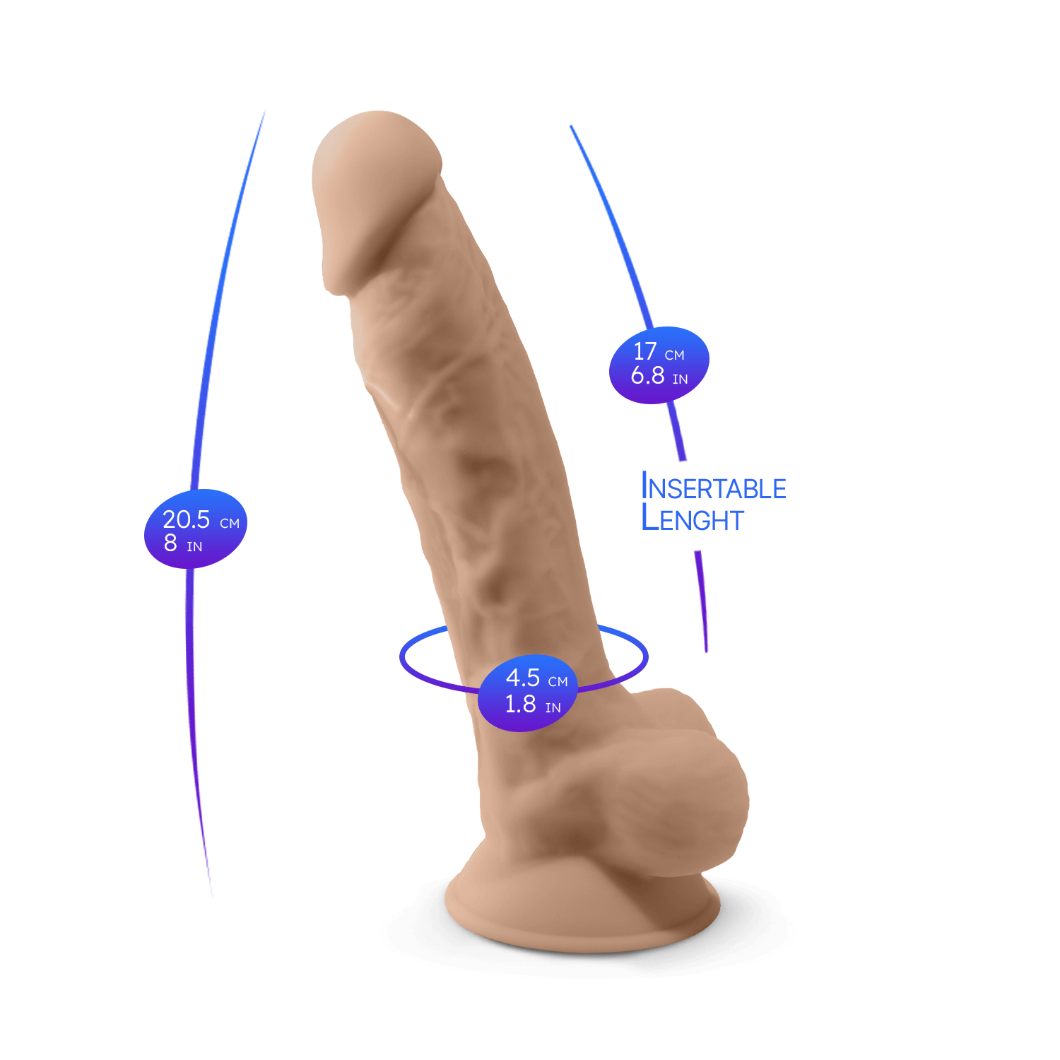 Silexd - Dildo Premium Silicone MOD.1 8'' - Color Carne