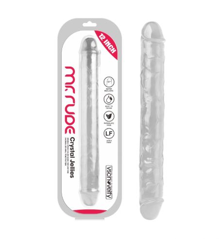 VSC Novelty - Dildo Doppio Realistico Crystal Jellies Mr. Rude 12" - Trasparente