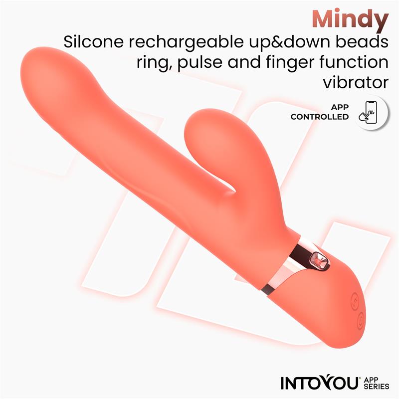 Into You - Mindy - Vibratore con Anello di Palline Interne Su e Giù e Movimento Finger e Tappin Clitorideo + APP