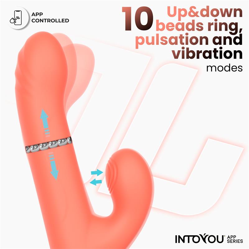 Into You - Mindy - Vibratore con Anello di Palline Interne Su e Giù e Movimento Finger e Tappin Clitorideo + APP