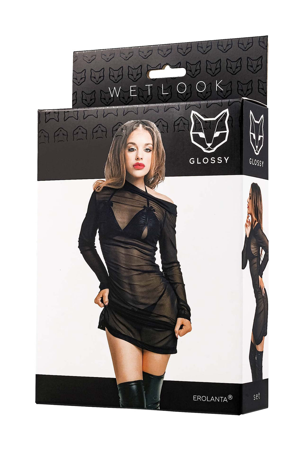 Glossy - Vestito a Maniche Lunghe Velato con Mutanda e Top - Sheril