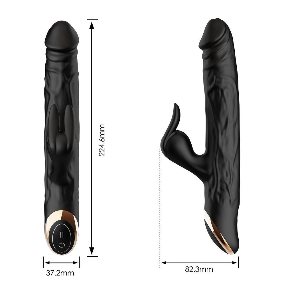 Winyi - Vibratore Realistico Rabbit & Thrusting Soft Touch - Terry II - Nero