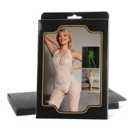 Oh Yeah - Bodystocking Bianco Scollo Americana Mutanda Aperta - Fluorescente al Buio