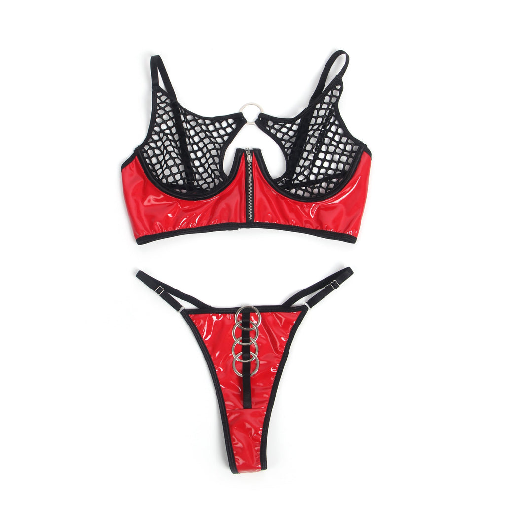 Oh Yeah - Set 2 Pezzi in Latex Rosso e Rete
