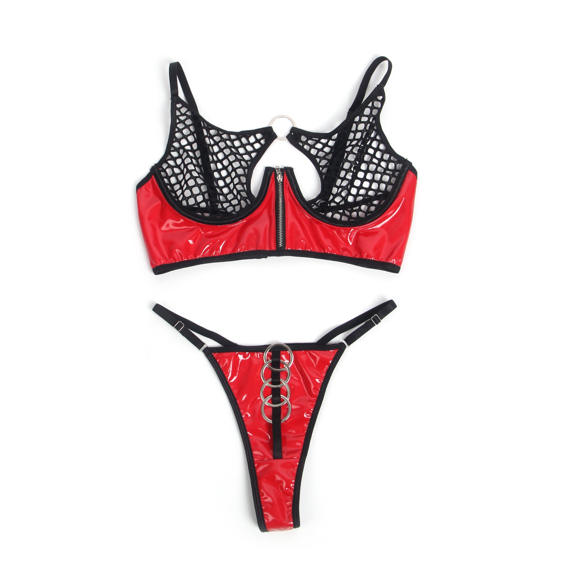 Oh Yeah - Set 2 Pezzi in Latex Rosso e Rete
