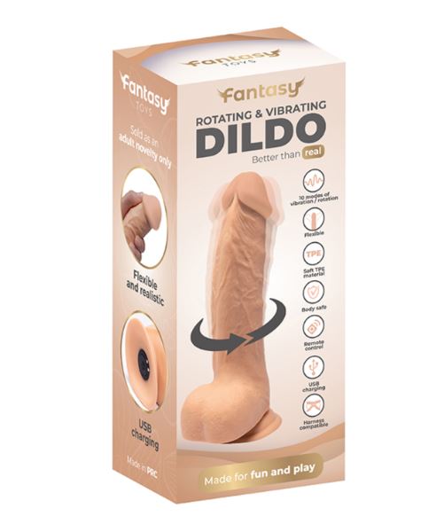 Fantasy Toys - Dildo Vibrante e Leggermente Rotante - 22 cm