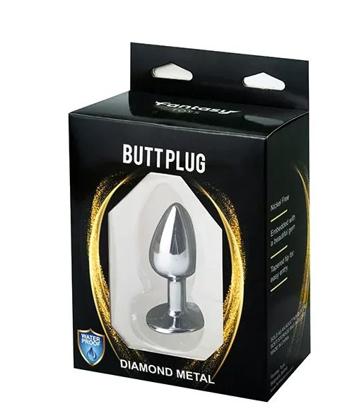 Fantasy Toys - Plug in Metallo con Gioiello Nero - S