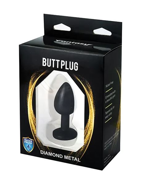 Fantasy Toys - Plug in Metallo Nero con Gioiello Argento - S