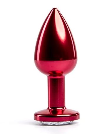 Fantasy Toys - Plug in Metallo Rosso con Gioiello Argento - S