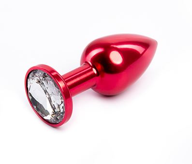 Fantasy Toys - Plug in Metallo Rosso con Gioiello Argento - S