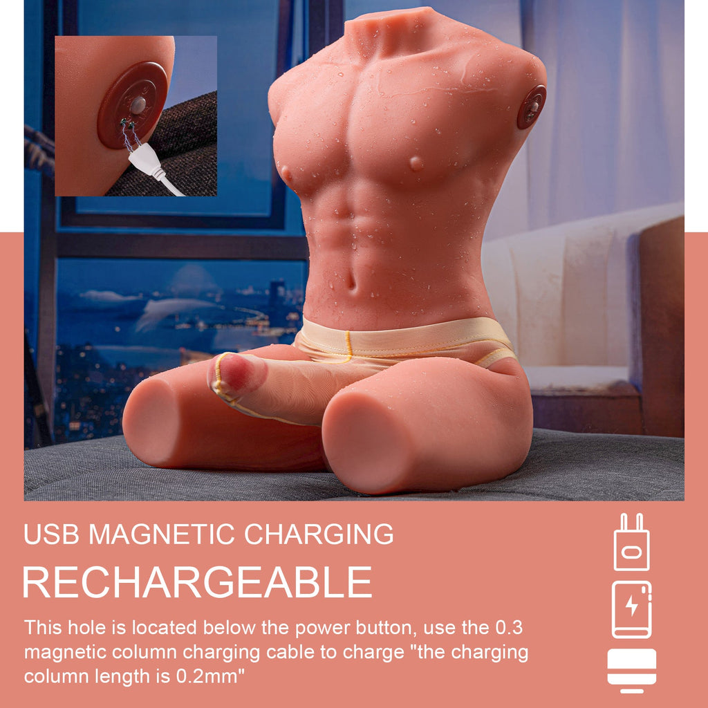 Xise - Jason - Torso Completo con Dildo Funzione Thrusting e Vibrante - 6,7"
