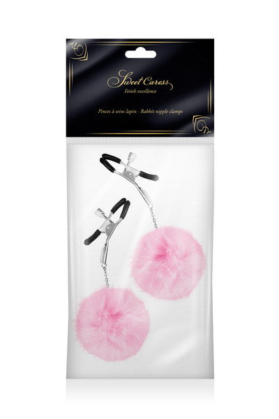 Sweet Caress - Pinza per Capezzoli Regolabile con Pon Pon - Rosa