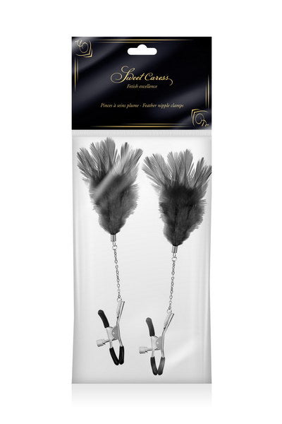 Sweet Caress - Pinza per Capezzoli Regolabile con Piuma - Nera