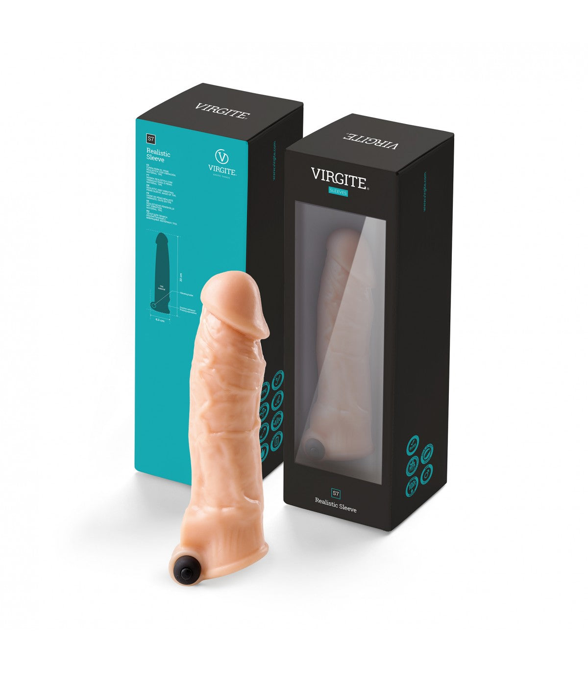 GUAINA PER PENE REALISTICA S7 CARNE 21 CM CON VIBRAZIONE