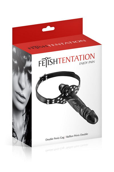 Fetish Tentation - Ball Gag con Dildo Doppio - Nero