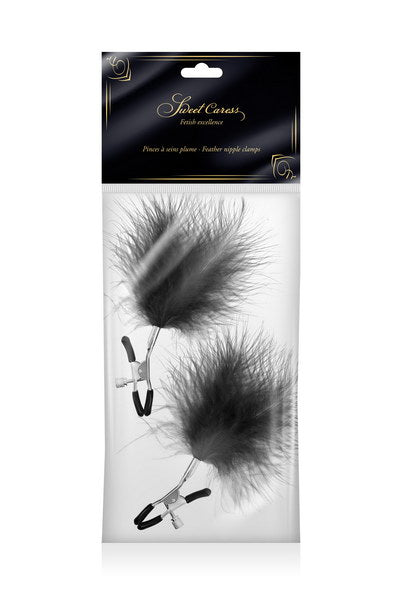 Sweet Caress - Pinza per Capezzoli Regolabile con Piuma Nera