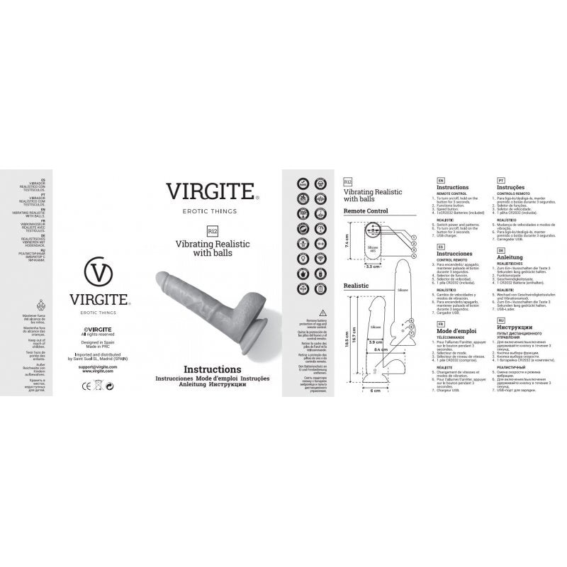 VIBRATORE REALISTICO R12" CARNE 14,4 CM CON TELECOMANDO"