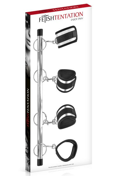 Fetish Tentation - Barra Costrittiva con 4 Manette - Nero