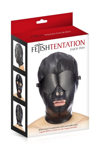Fetish Tentation - Maschera con Cinturino e Benda Occhi Removibile - Nero