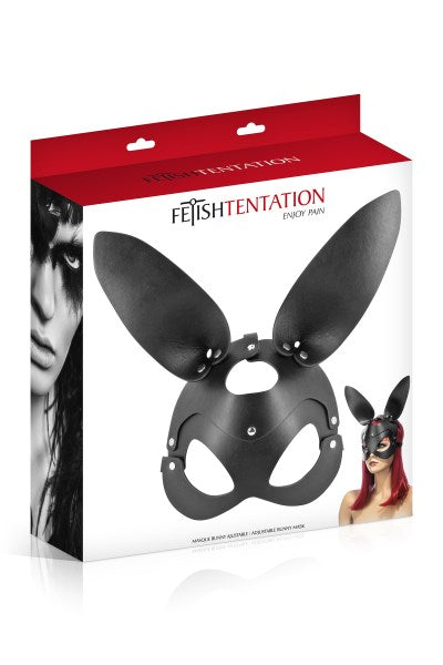 Fetish Tentation - Maschera da Coniglio Regolabile in Ecopelle - Nera
