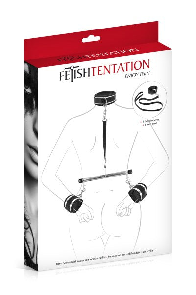 Fetish Tentation - Barra Costrittiva con Manette e Collare - Nero