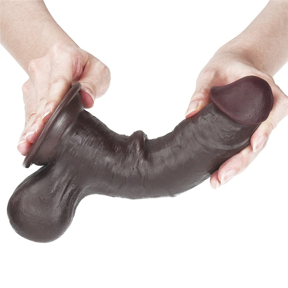 Dildo doppio strato scorrevole da 7,8'' marrone
