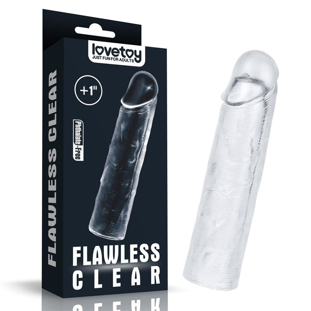 Guaina per pene trasparente impeccabile Aggiungi 1''