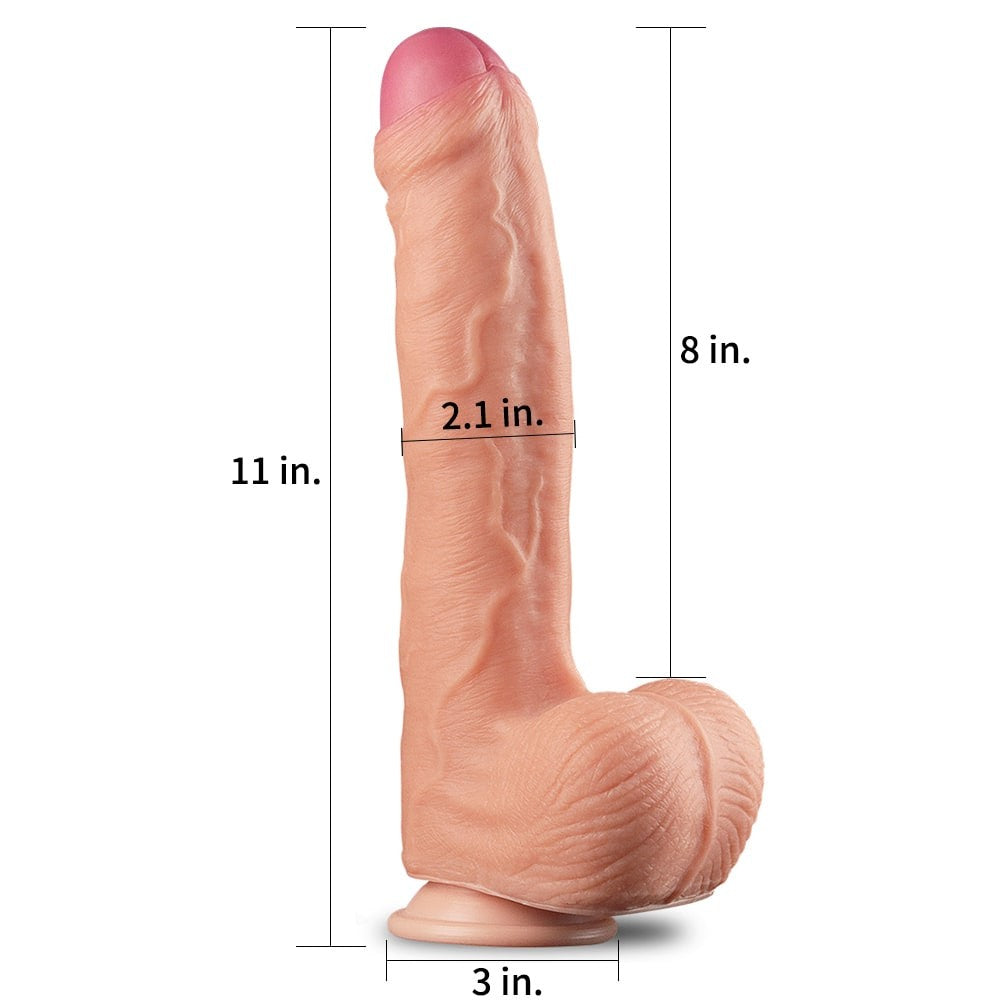 Pene in silicone platino a doppio strato da 11"