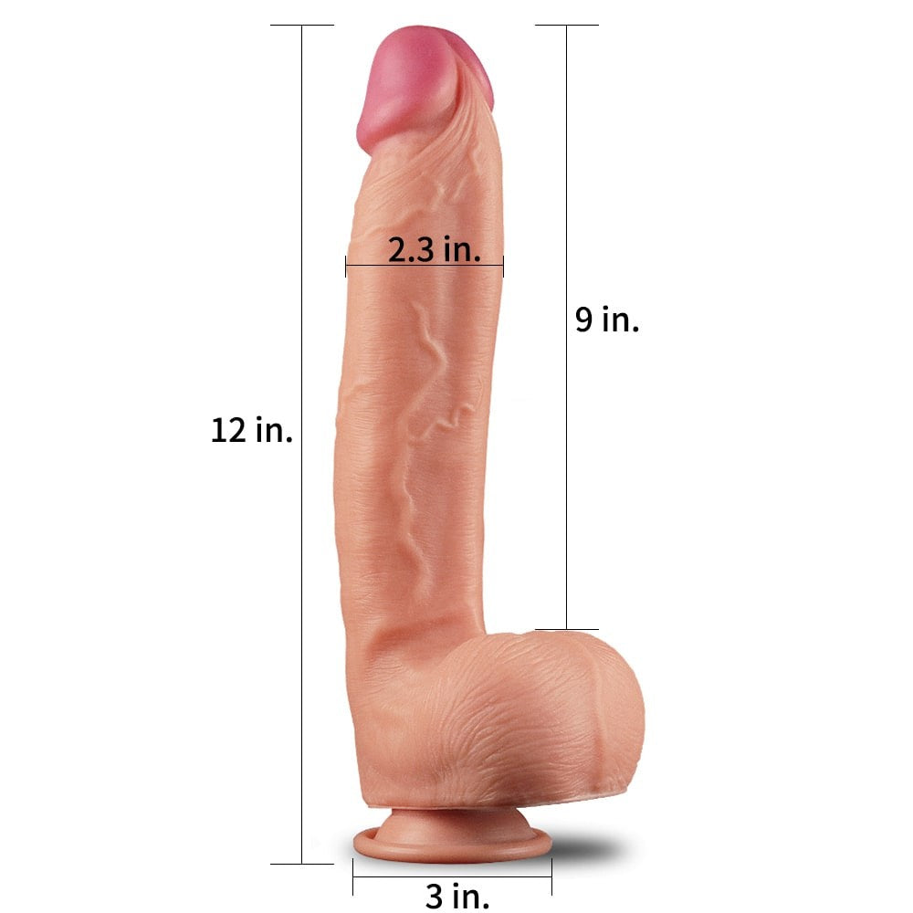 Pene in silicone platino a doppio strato da 12" 1